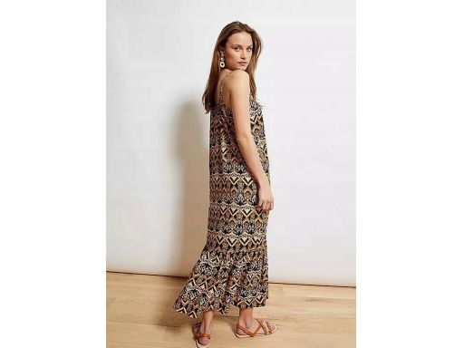 B.P.C sukienka długa z wiskozy na ramiączka we wzory 36.