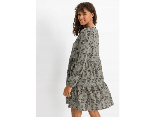 B.P.C oliwkowa sukienka shirtowa w kwiaty 52/54.