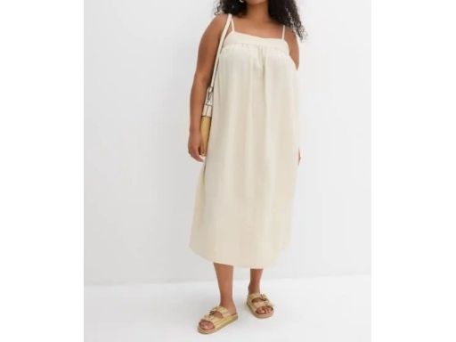 B.P.C beżowa sukienka midi na ramiączkach r.52