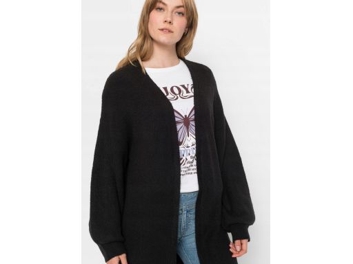 B.P.C czarny długi sweter płaszcz dzianinowy kardigan bez zapięcia r.3