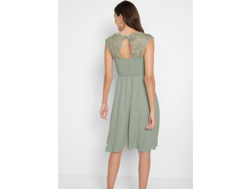 B.P.C sukienka szyfonowa z koronką oliwkowa PREMIUM 46.