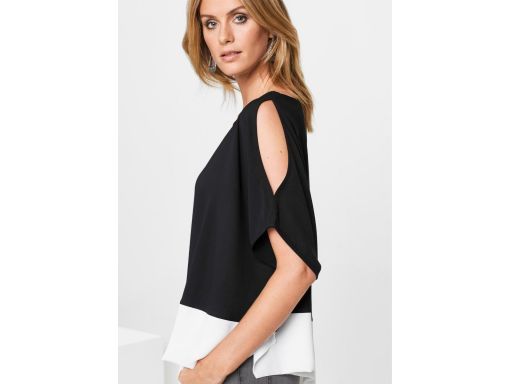 B.P.C bluzka asymetryczna szyfonowa odkryte ramiona r.44/46