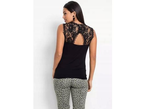 B.P.C czarna bluzka t-shirt z koronką ^32/34