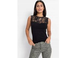 B.P.C czarna bluzka t-shirt z koronką ^32/34