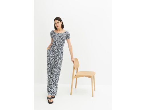 B.P.C czarny kombinezon w białe wzory r.44/46