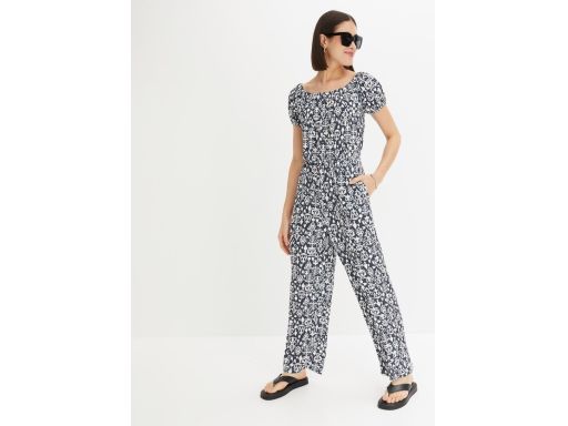 B.P.C czarny kombinezon w białe wzory r.44/46