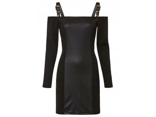 B.P.C sexi sukienka czarna ze wstawkami z eko skóry ^36/38
