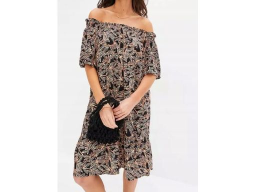 B.P.C sukienka carmen czarna we wzory ^36