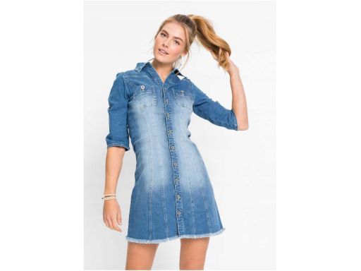 AE6147 sukienka jeansowa z kołnierzykiem 36.