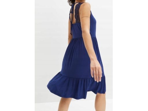 B.P.C sukienka z dżerseju granatowa koronka ^48/50