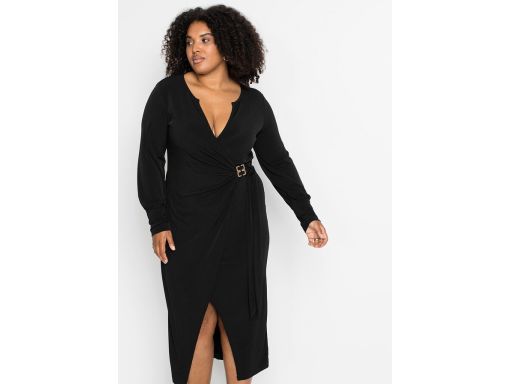B.P.C sukienka midi ze sprzączką z założeniem kopertowym czarna 36/38.