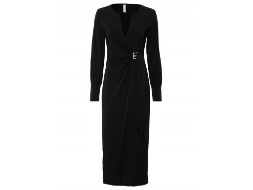 B.P.C sukienka midi ze sprzączką z założeniem kopertowym czarna 36/38.
