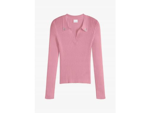 B.P.C sweter dzianinowy prążkowany z kołnierzykiem z cyrkoniami r.36/3