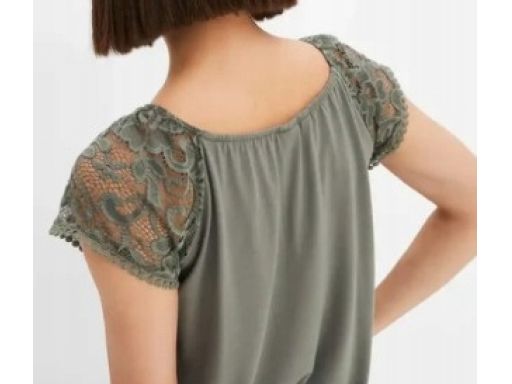 B.P.C t-shirt khaki z koronką 48/50.