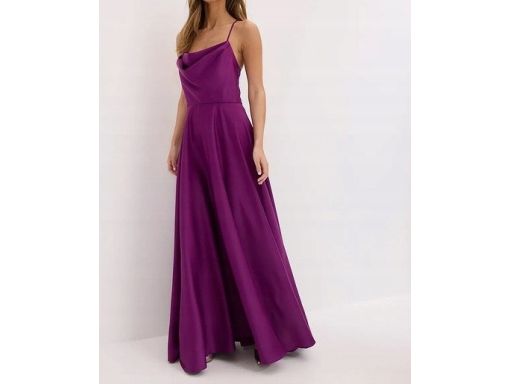 B.P.C sukienka wieczorowa długa fioletowa satyna r.46
