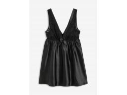 B.P.C koszula nocna babydoll satynowa czarna z koronką ^40/42