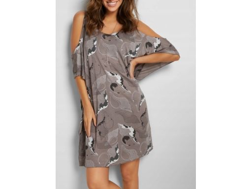 B.P.C sukienka tunika plażowa szara z nadrukiem odkryte ramiona ^52/54