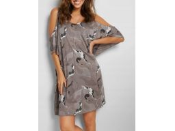 B.P.C sukienka tunika plażowa szara z nadrukiem odkryte ramiona ^52/54
