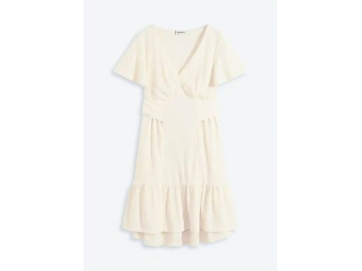 B.P.C kremowa sukienka z falbankami z krepy r.36/38