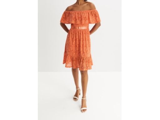 B.P.C. sukienka koronkowa pomarańczowa carmen r.40