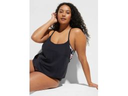 B.P.C tankini oversize czarne ze wzorem kwiatowym 44.