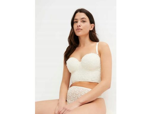 B.P.C Top gorsetowy na fiszbinach beżowy z koronką ^85D