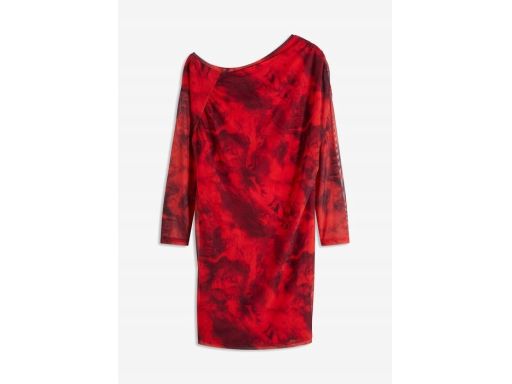 B.P.C czerwona sukienka ołówkowa z siateczki marszczona ^36/38