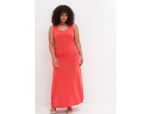 B.P.C długa sukienka maxi czerwona z bawełny organicznej 48/50.