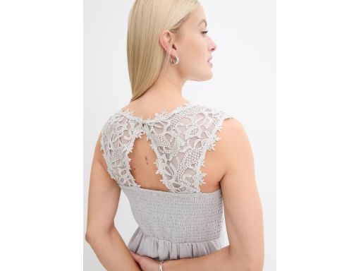 B.P.C sukienka szyfonowa z koronką matowy srebrny ^46