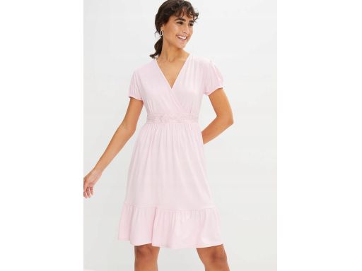 B.P.C sukienka kopertowa różowa z falbaną 36/38.