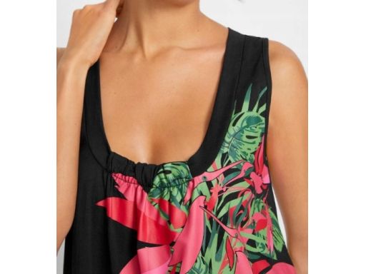 B.P.C sukienka plażowa czarna z kolorowym nadrukiem r.48/50
