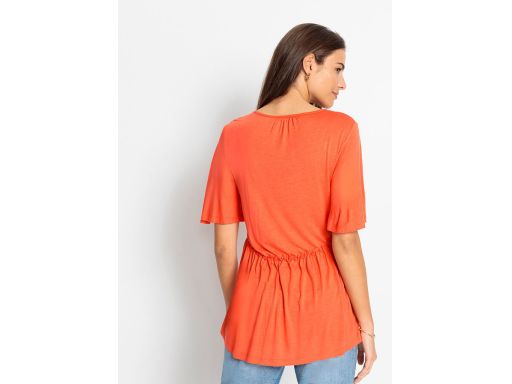 AG4704 pomarańczowa bluzka boho z koronką r.36/38