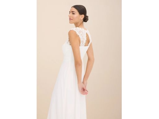 B.P.C długa sukienka śmietankowa z koronką 42.