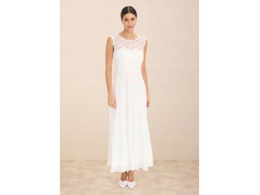 B.P.C długa sukienka śmietankowa z koronką 42.