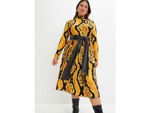 B.P.C sukienka wzór wężowej skóry z paskiem eko skórzanym 36/38.