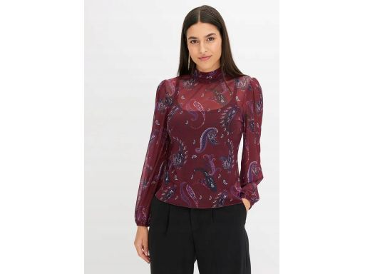 B.P.C bluzka siateczkowa bordowa we wzory ze stójką 40/42.