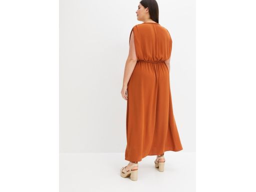 B.P.C długa sukienka maxi brązowa z paskiem r.52