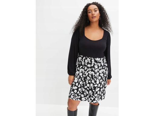 B.P.C czarna sukienka z nadrukowaną dolną częścią r.40/42