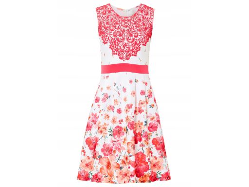 B.P.C sukienka z nadrukiem i koronką kobieca r.36/38
