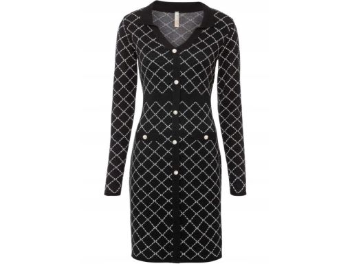 B.P.C sukienka dzianinowa w kratę z guzikami r.40/42