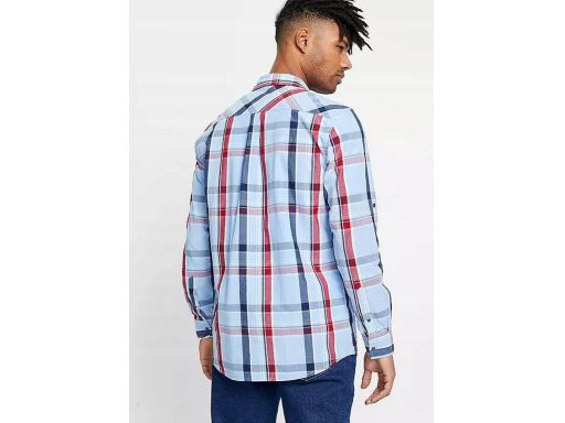 B.P.C męska koszula bawełniana w kratę z długim rękawem niebieska 47/4