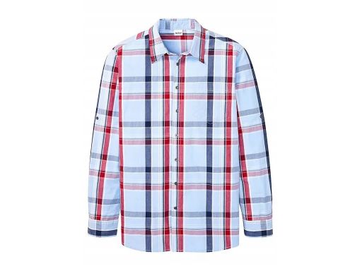 B.P.C męska koszula bawełniana w kratę z długim rękawem niebieska 47/4