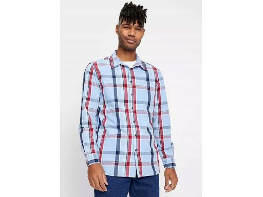 B.P.C męska koszula bawełniana w kratę z długim rękawem niebieska 47/4