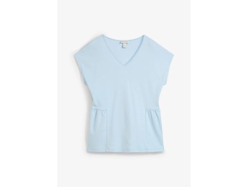 B.P.C t-shirt damski błękitny bawełniany odcinany w pasie 52/54.