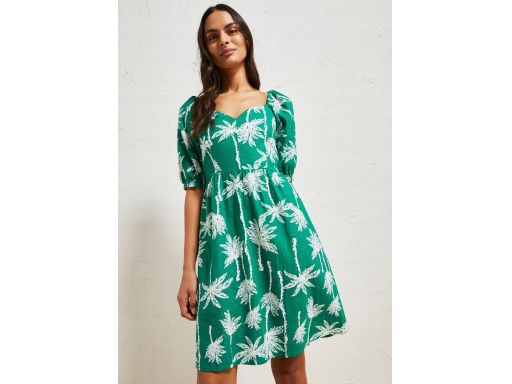 B.P.C sukienka lniana zielona z wycięciami na plecach ^48