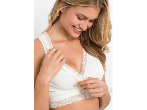 B.P.C biustonosz bustier do karmienia miękki ecru z koronką r.44/46