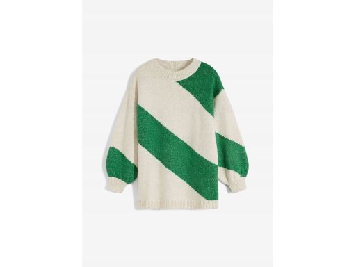 B.P.C sweter w zielone pasy z domieszką wełny 44/46.