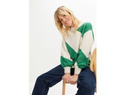 B.P.C sweter w zielone pasy z domieszką wełny 44/46.