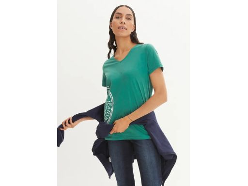 B.P.C zielony t-shirt bawełniany z nadrukiem ^40/42