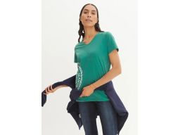 B.P.C zielony t-shirt bawełniany z nadrukiem ^40/42
